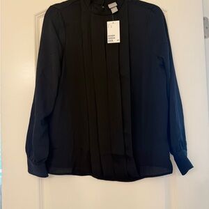 H&M Black Pleated Long Sleeve Top